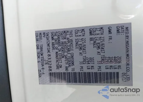 2017 Nissan Rogue Sv from USA, damaged, VIN 5N1AT2MT1HC833288